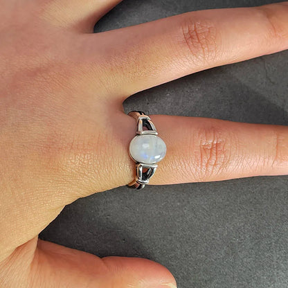 925 Sterling Silver Natural Moonstone Ring