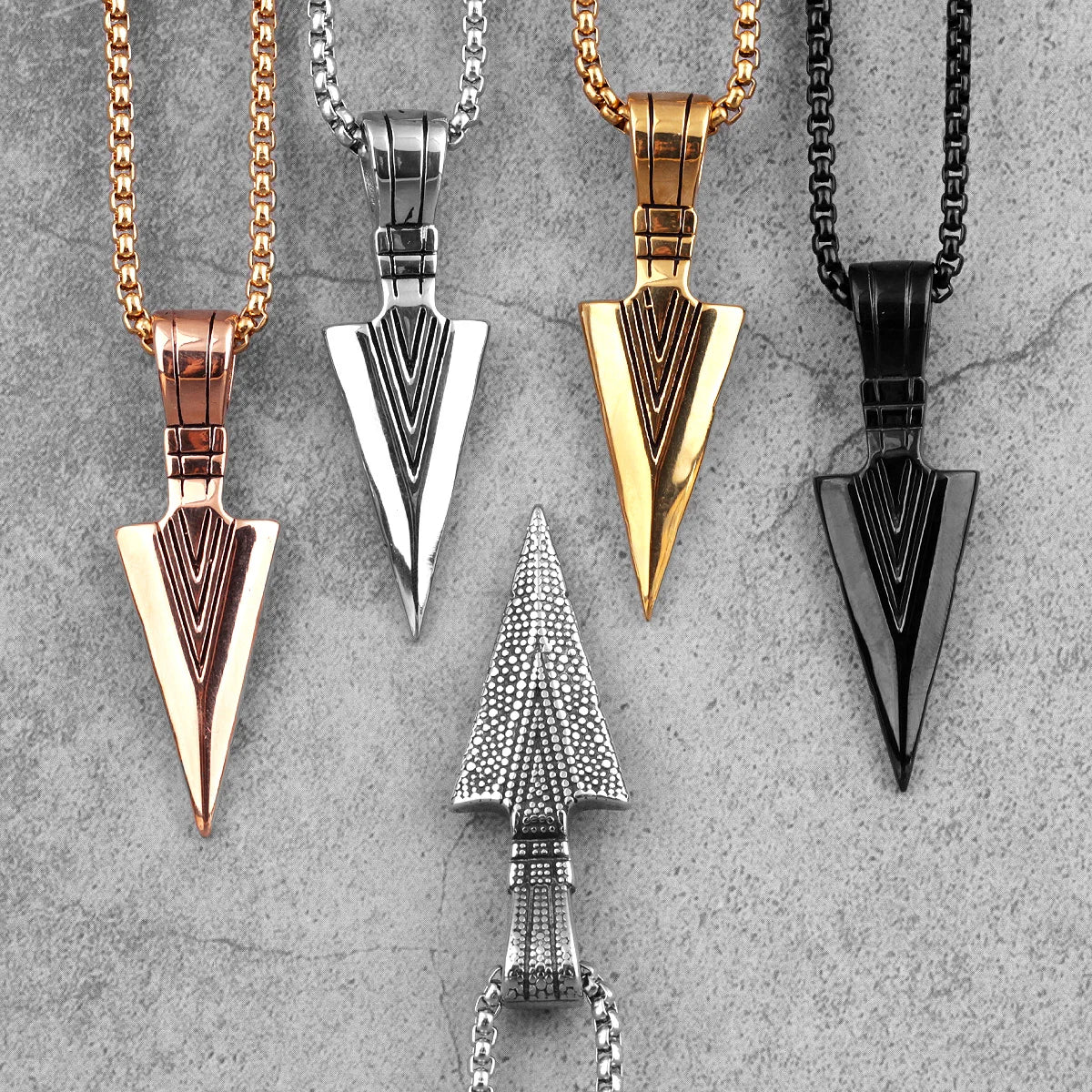 Stainless Spartan Spearhead Pendant Necklaces