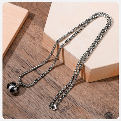 Vnox 3D Football Necklaces for Men, Solid Stainless Steel Casual Scoocer Pendants, Sports Lover Boys Gifts