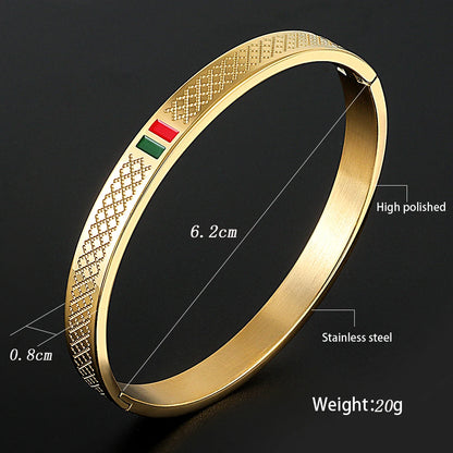 (4 Color Choice) Stainless Steel Decorated Bangles + Ring