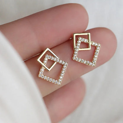 Geometric Double Layers Rhombus Earrings