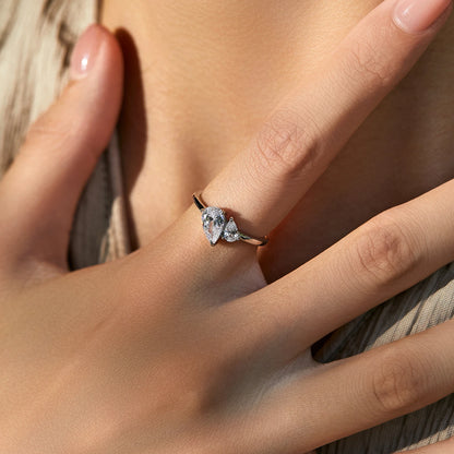 925 Sterling Silver Pear Drop CZ Ring