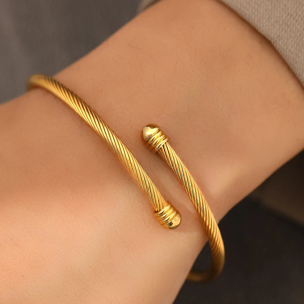 Stainless Steel Simple Twist Bangle