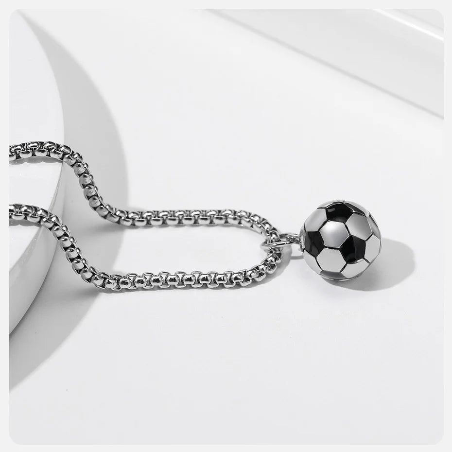 Vnox 3D Football Necklaces for Men, Solid Stainless Steel Casual Scoocer Pendants, Sports Lover Boys Gifts