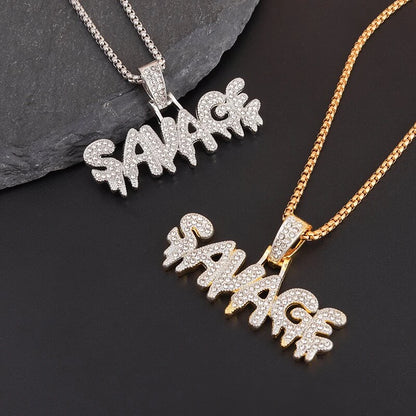 Hip Hop Iced Out Savage Pendant Necklace