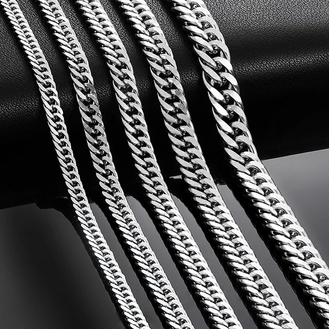 4.8-9.2mm Stainless Steel Cuban Link, 14 to 30 Inches