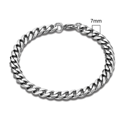 3 Color Choice 3-11mm Stainless Steel Curb Chain Bracelet