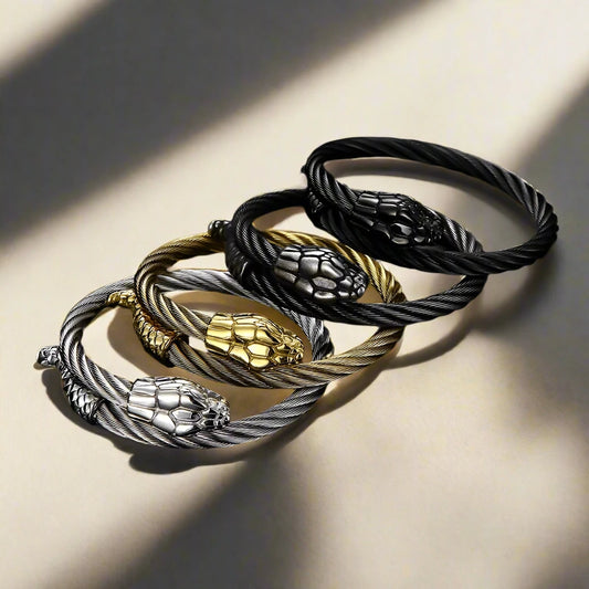 Stainless Steel Spiral Snake Bangle + 3 Other Different Styles