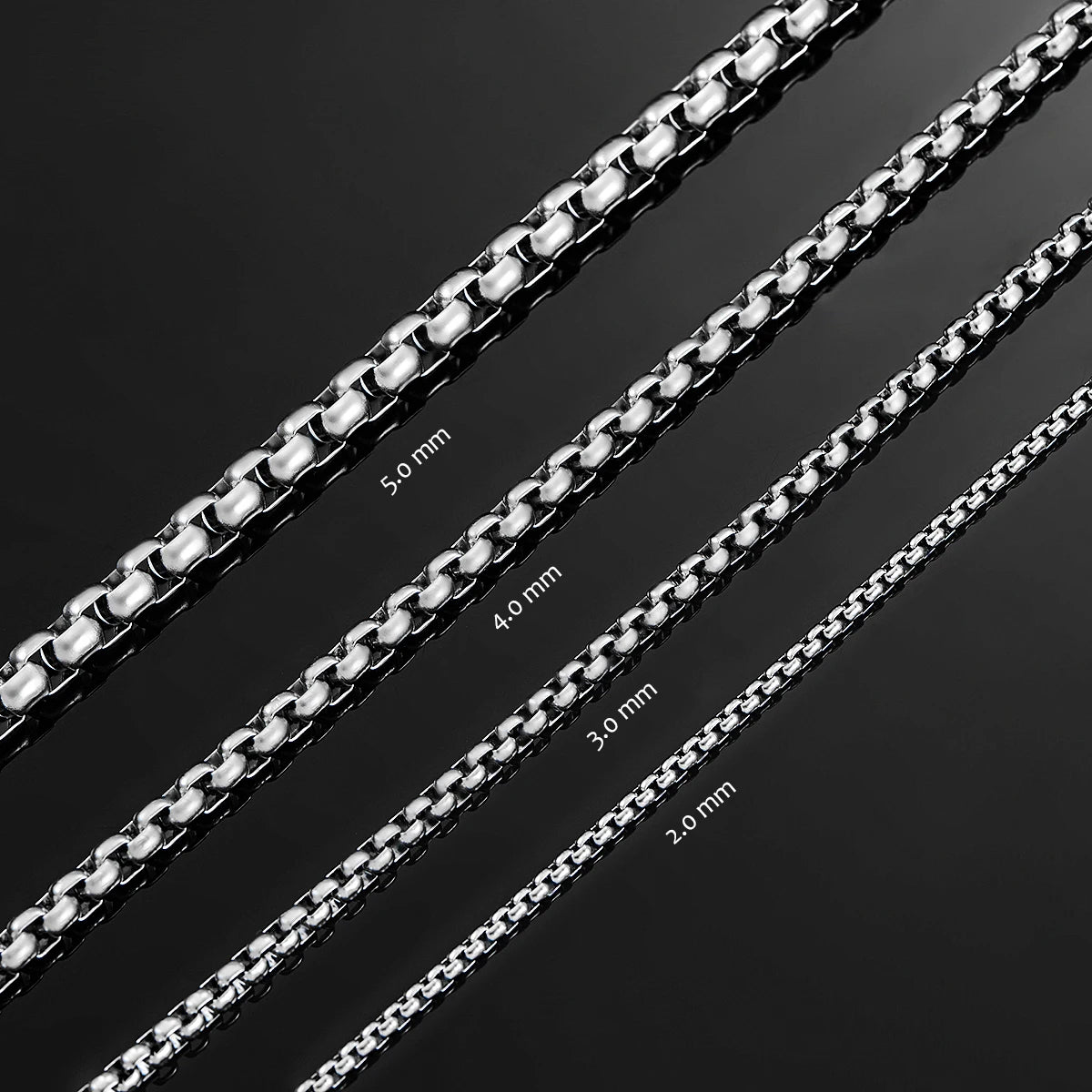 2-6mm Stainless Steel Belcher Chain 14 to 40 Inches