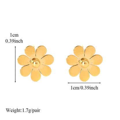 Stainless Steel Five Leaf Clover Stud Earrings (Multiple Choice)