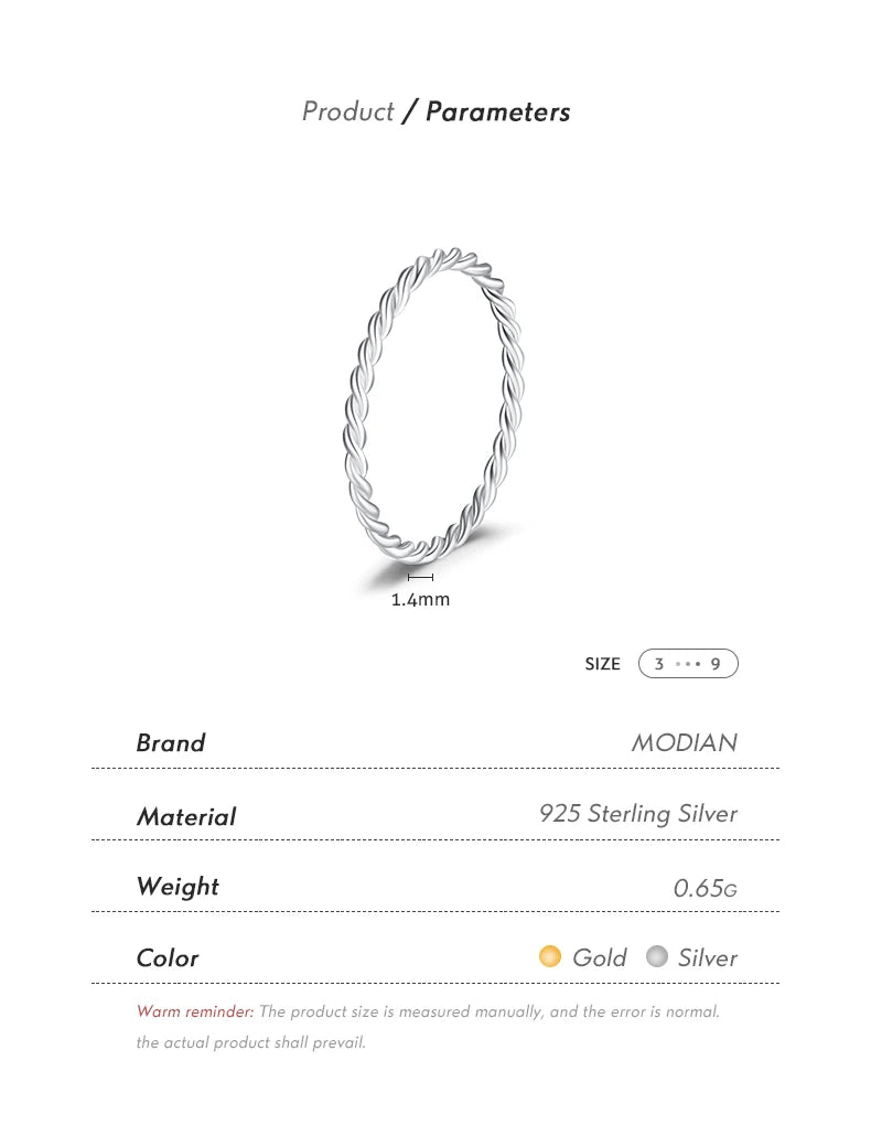 925 Sterling Silver Twisted Stackable Rings