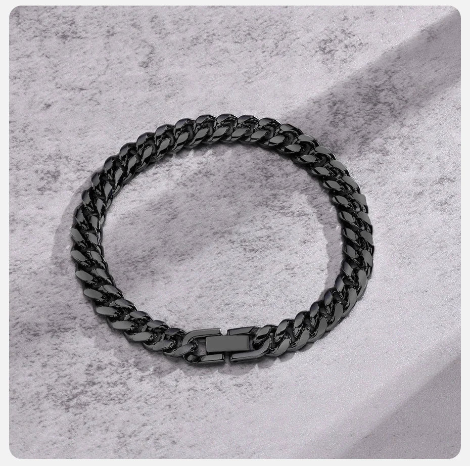 3 Color Choice 8-12mm Bold Curb Chain Stainless Steel Bracelets