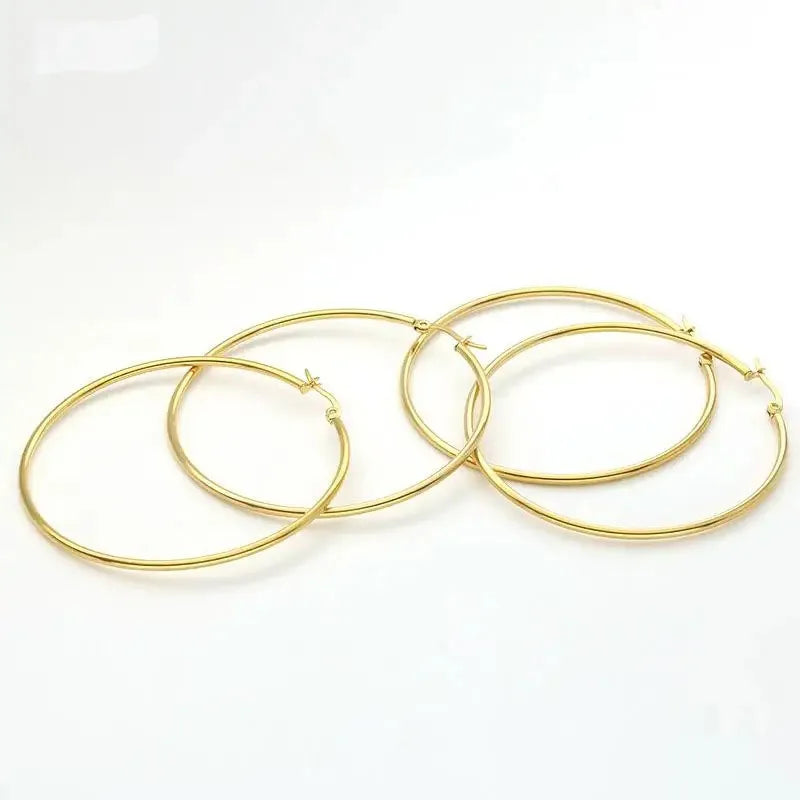 Stainless Steel Simple Classic Round Hoop Earrings