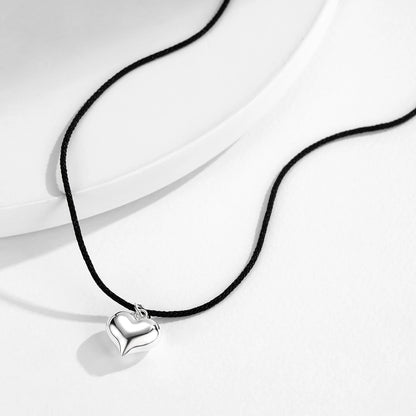 925 Sterling Silver Heart Pendant Long Material Necklace