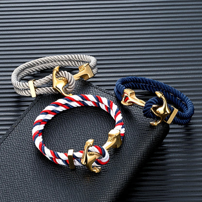 Multi Color Choice Stainless Steel Woven Multilayer Survival Rope Anchor Bracelets