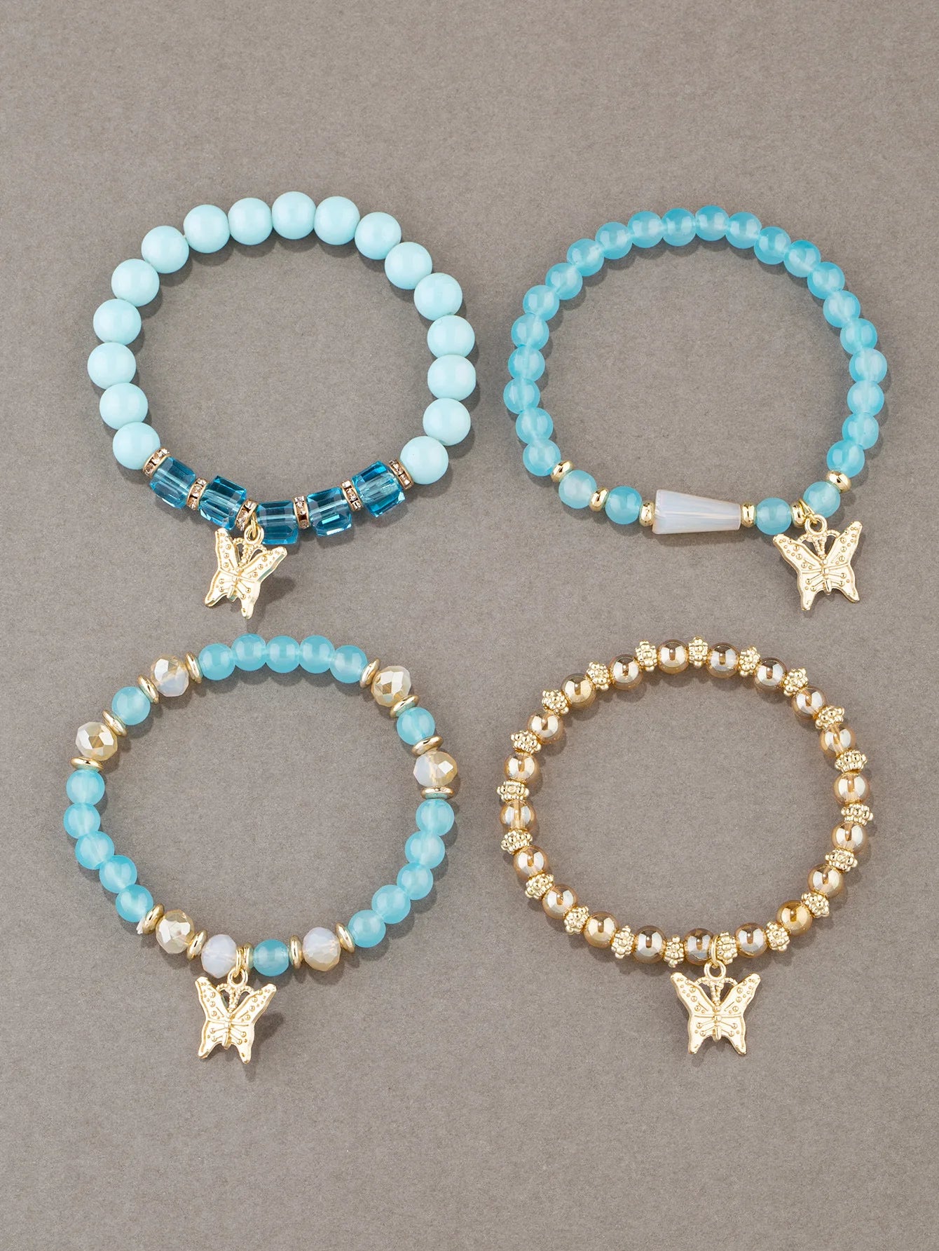 4Pcs Butterfly Charm Bracelet (7 Color Choice)