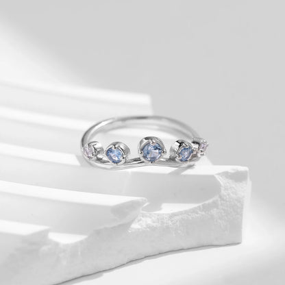 925 Sterling Silver Fresh Blue CZ Crown Ring