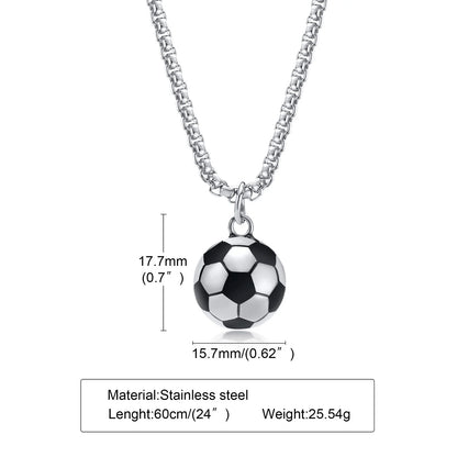 Vnox 3D Football Necklaces for Men, Solid Stainless Steel Casual Scoocer Pendants, Sports Lover Boys Gifts