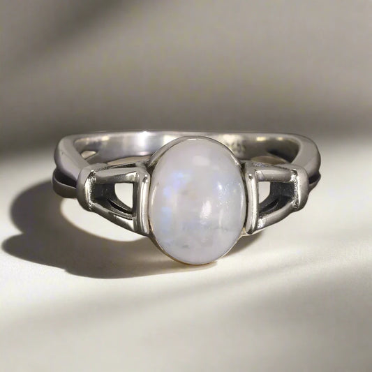 925 Sterling Silver Natural Moonstone Ring