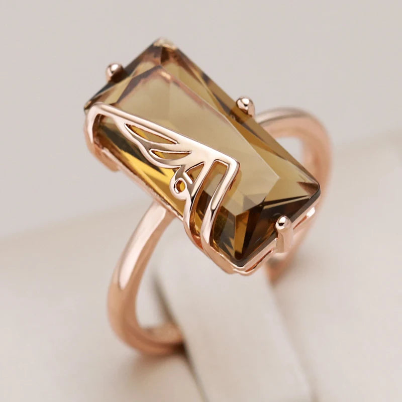 Light Brown Natural Zircon Rose Gold Color