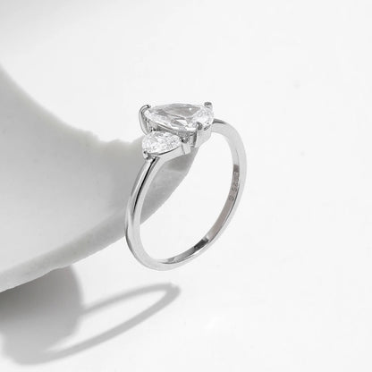 925 Sterling Silver Pear Drop CZ Ring