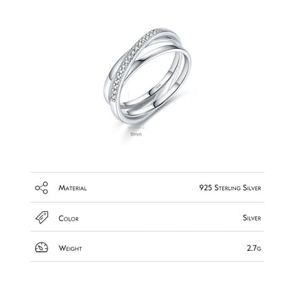 925 Sterling Silver Simple Cross Line Ring