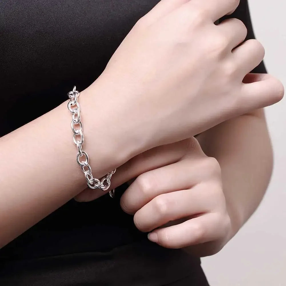 Silver Plated Round Link Bracelet