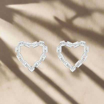 925 Sterling Silver Heart Lock Earrings