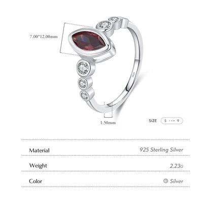 925 Sterling Silver Rhodolite Zirconia Ring