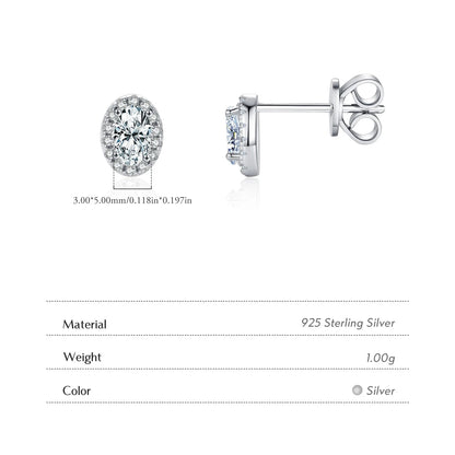 925 Sterling Silver Oval CZ Earrings