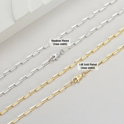 Gold or 925 Sterling Silver Paperclip Chain 6/9.3/12mm