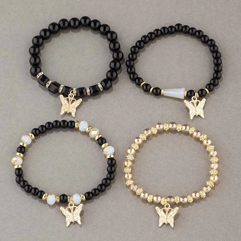 4Pcs Butterfly Charm Bracelet (7 Color Choice)