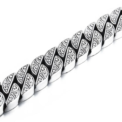 Stainless Steel Decorated Curb Bracelet