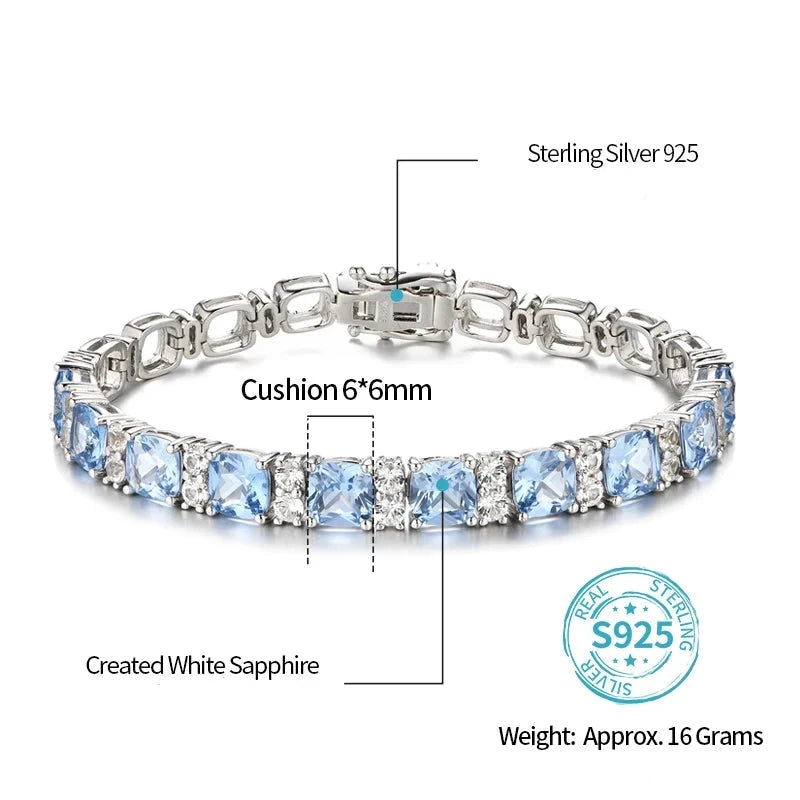 925 Silver Jewelry Blue Spinel Bracelet 1.0CT Tennis Bracelets