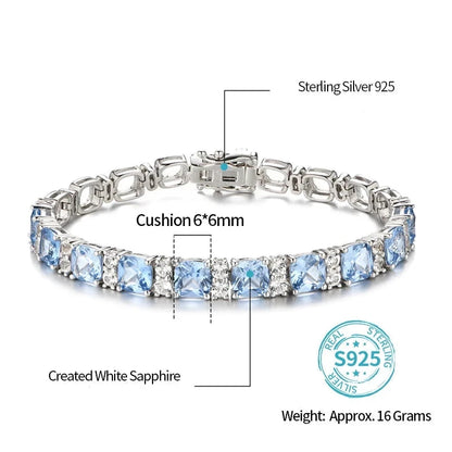 925 Silver Jewelry Blue Spinel Bracelet 1.0CT Tennis Bracelets