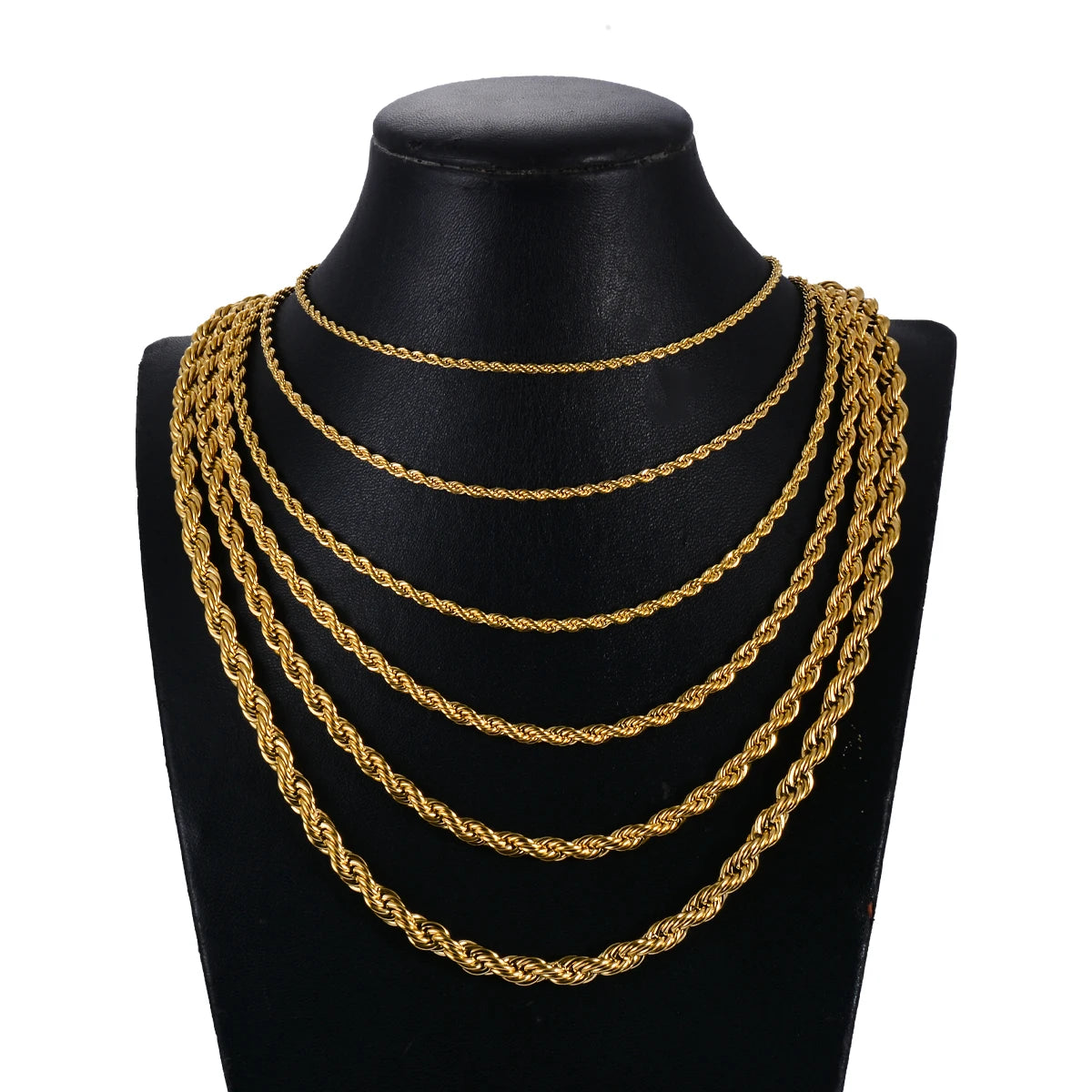 Gold Stainless Steel 2-6mm Rope Chain