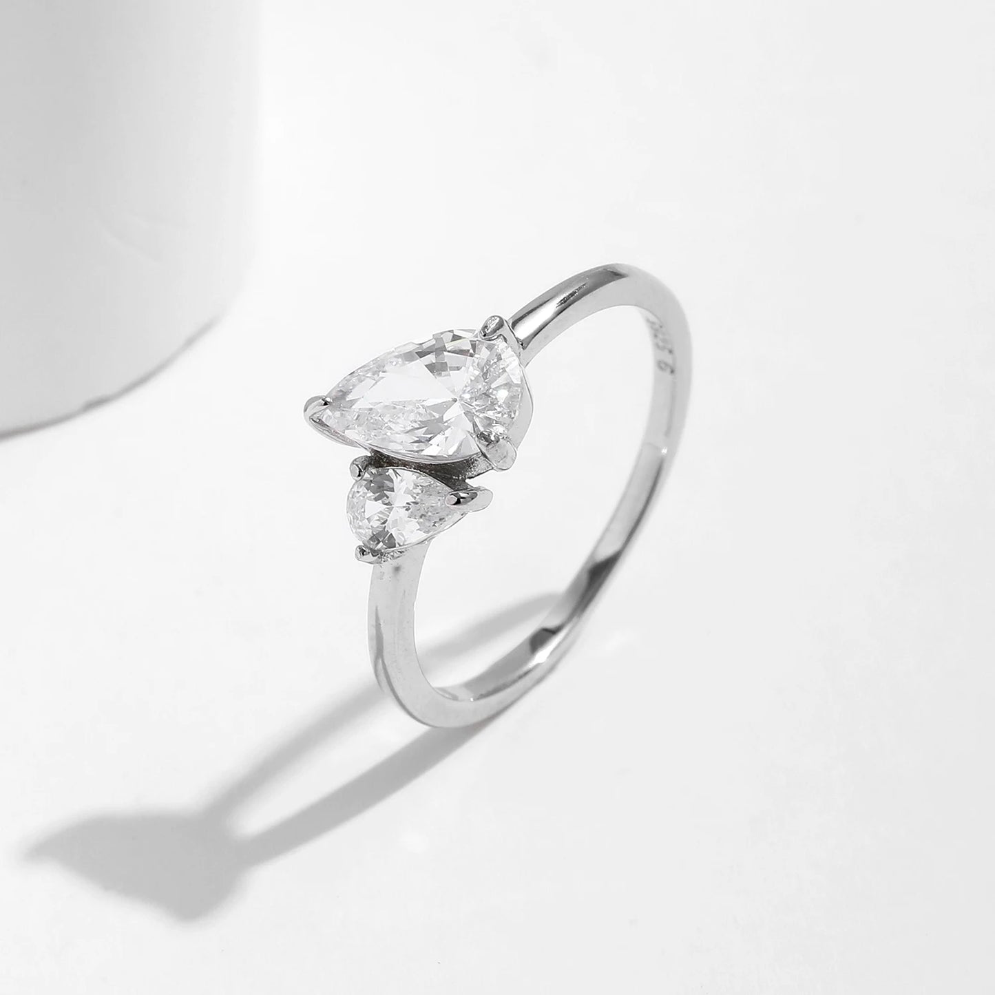 925 Sterling Silver Pear Drop CZ Ring