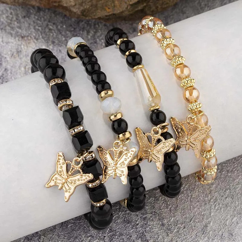 4Pcs Butterfly Charm Bracelet (7 Color Choice)