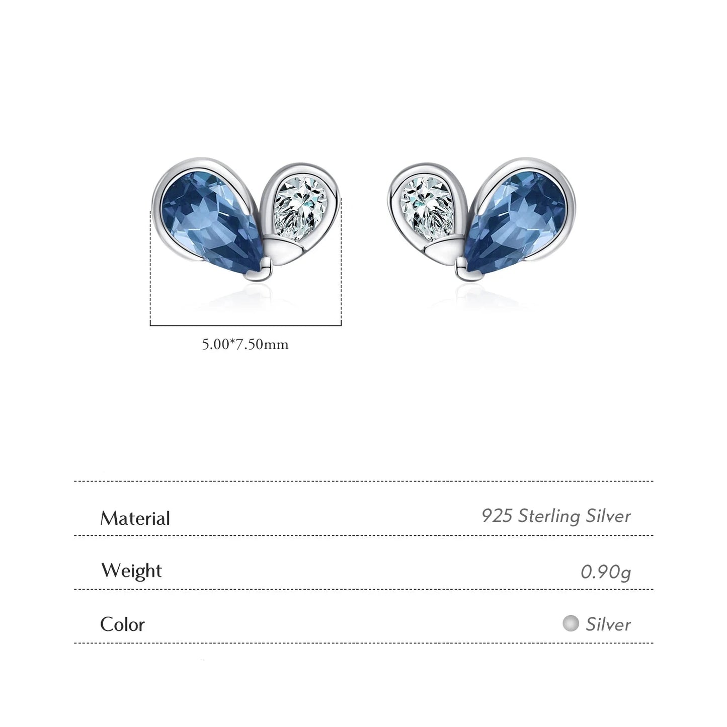 925 Sterling Silver Heart Stud Earrings