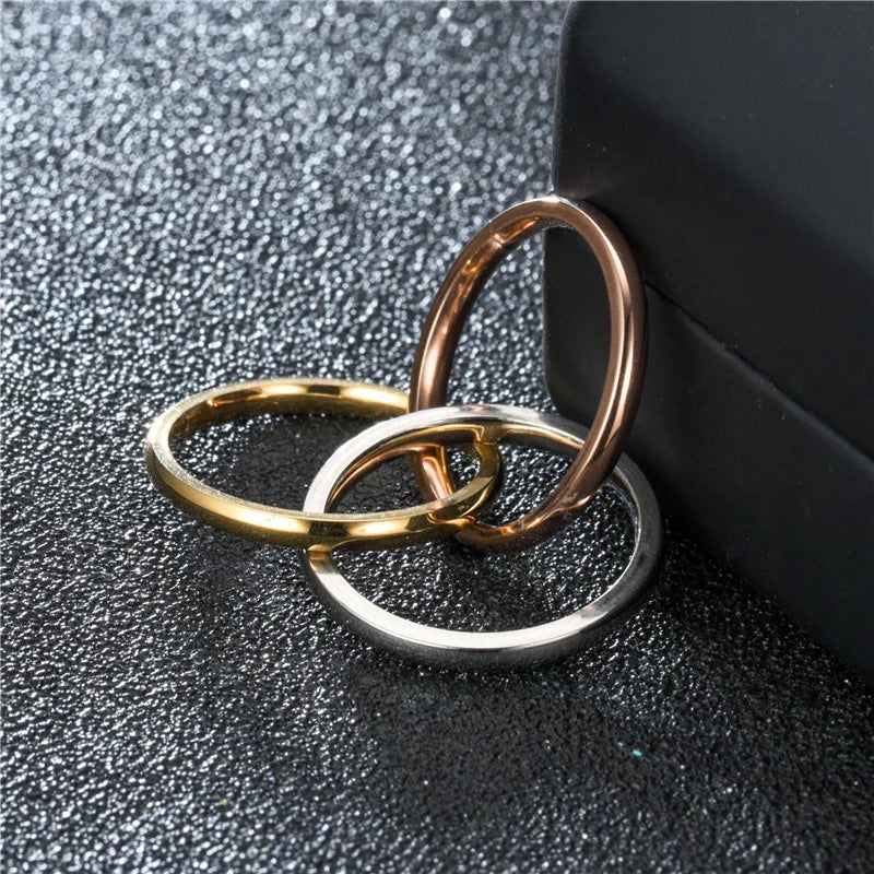 Triple Ring Interlocked Rings (3 Color or Silver)