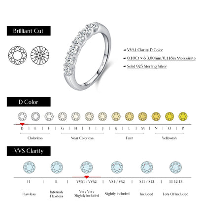 D Color VVS1 Moissanite Diamond Eternity Ring 925 Sterling Silver