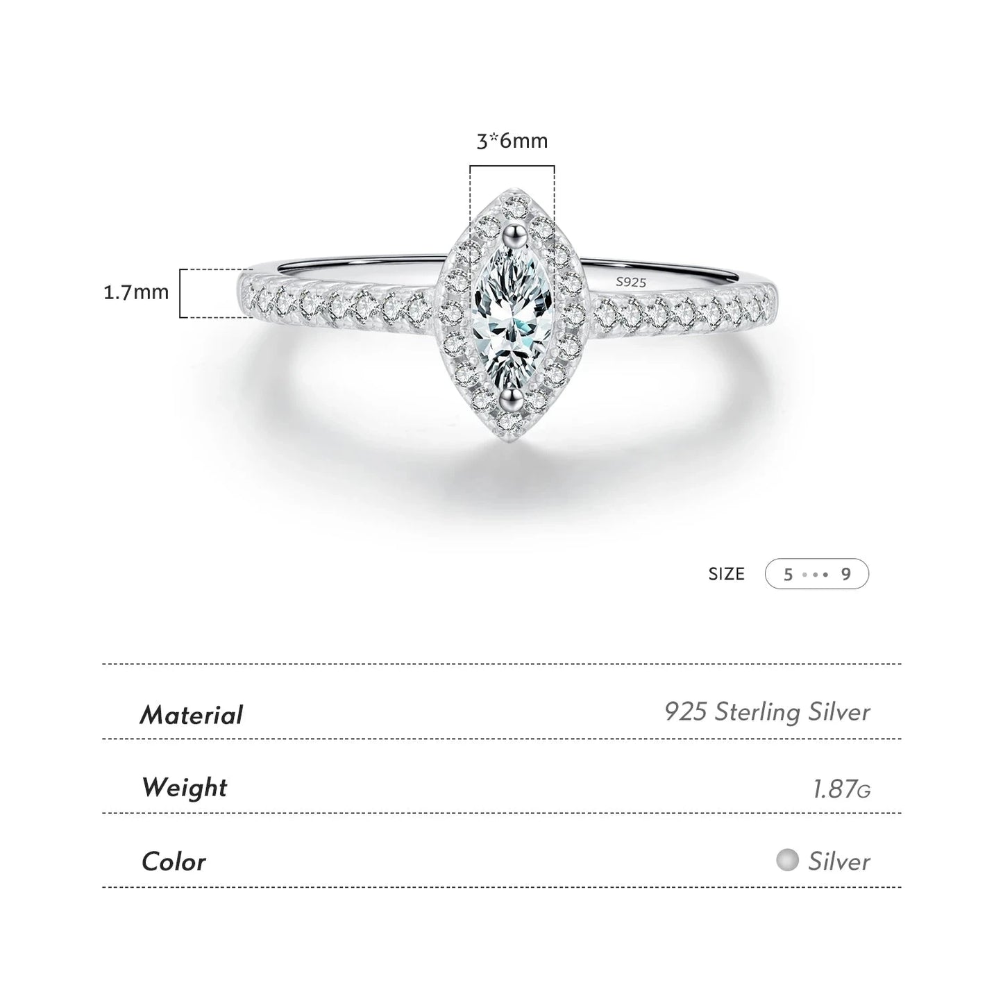 Marquise Cut CZ 925 Sterling Silver Ring