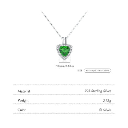 925 Sterling Silver Elegant Trillion Cut CZ Pendant Necklace