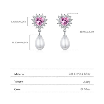 925 Sterling Silver Pink Zirconia Hearts