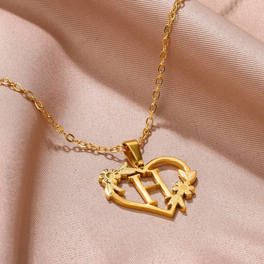 Gold Stainless Steel Initial Necklaces