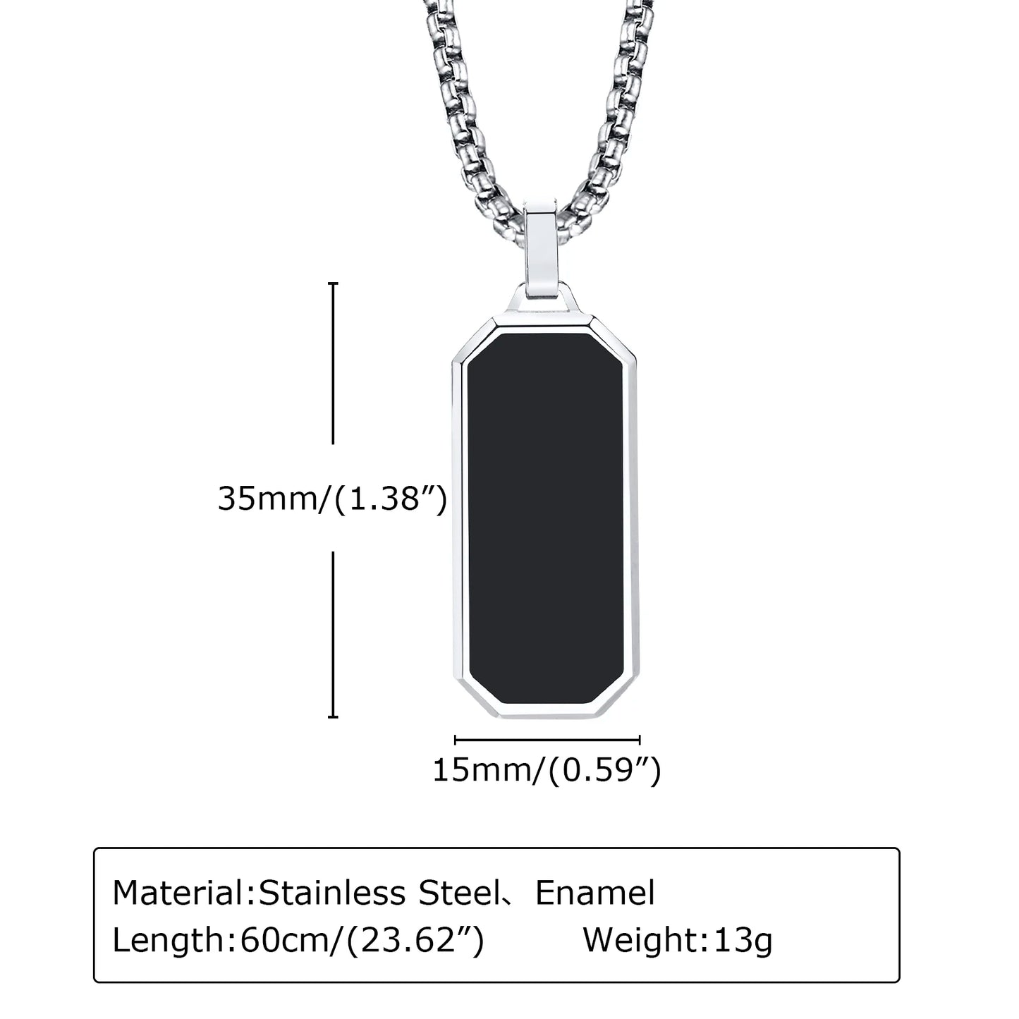 Stylish Geometric Necklaces for Men Boys,Waterproof Black Stainless Steel Square Rectangle Bar Pendant Collar Gifts for Him