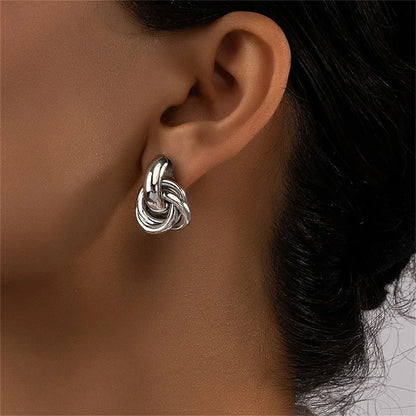 Gold Or Silver Stainless Steel Knot Earrings