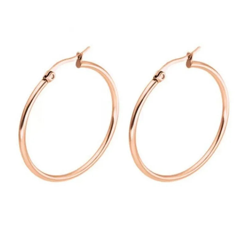 Stainless Steel Simple Classic Round Hoop Earrings