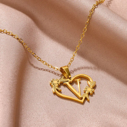 Gold Stainless Steel Initial Necklaces