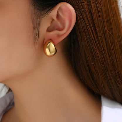 Gold Or Silver Stainless Steel Tear Drop, Round, Ball Earrings